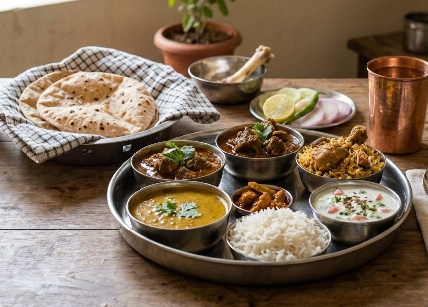 Non Veg Thali (3, Extra Rice)